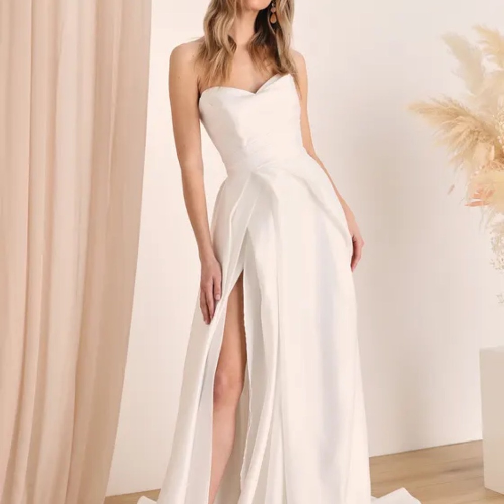 Brand new - Lulus Lifetime of Love White Satin Strapless A-Line Gown